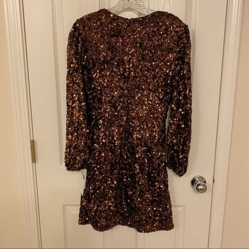 French Connection EEKA CLUSTER Sequin Mini DRESS in Bitter Chocolate Mul… - Picture 8 of 13